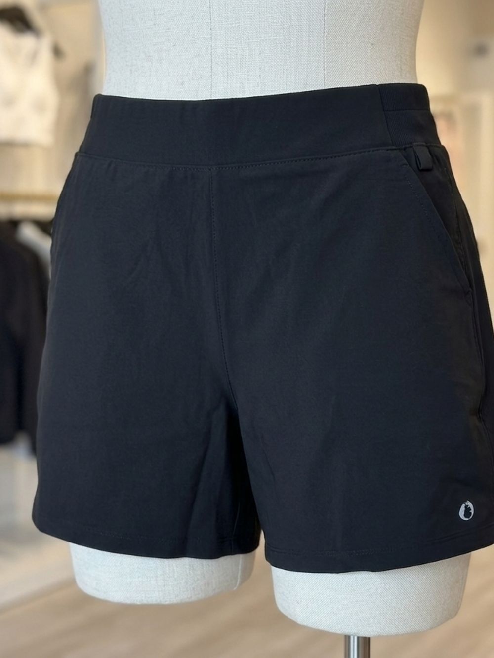 Women's Black Athletic Performance Shorts with Side Pockets